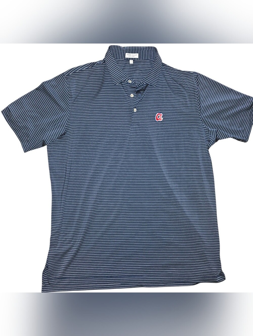 Peter Millar Atlanta Braves Polo Golf MLB Mens XXL Blue Striped Summer Comfort